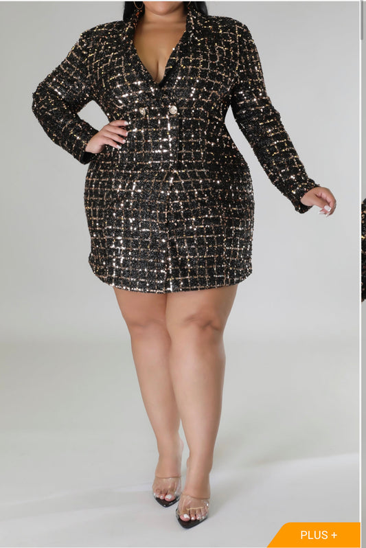 Plus Size Extravagant Black Jacket/Dress