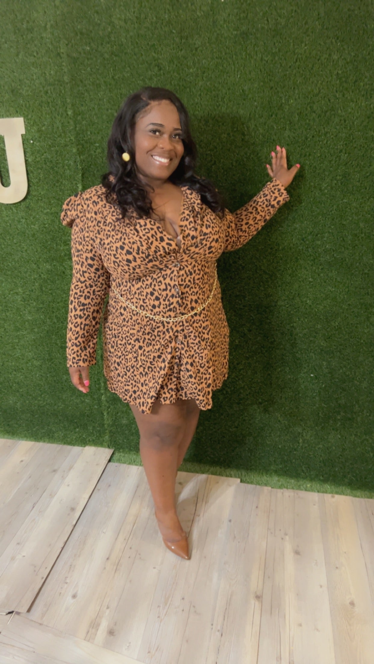 Plus Size Leopard Mini Dress