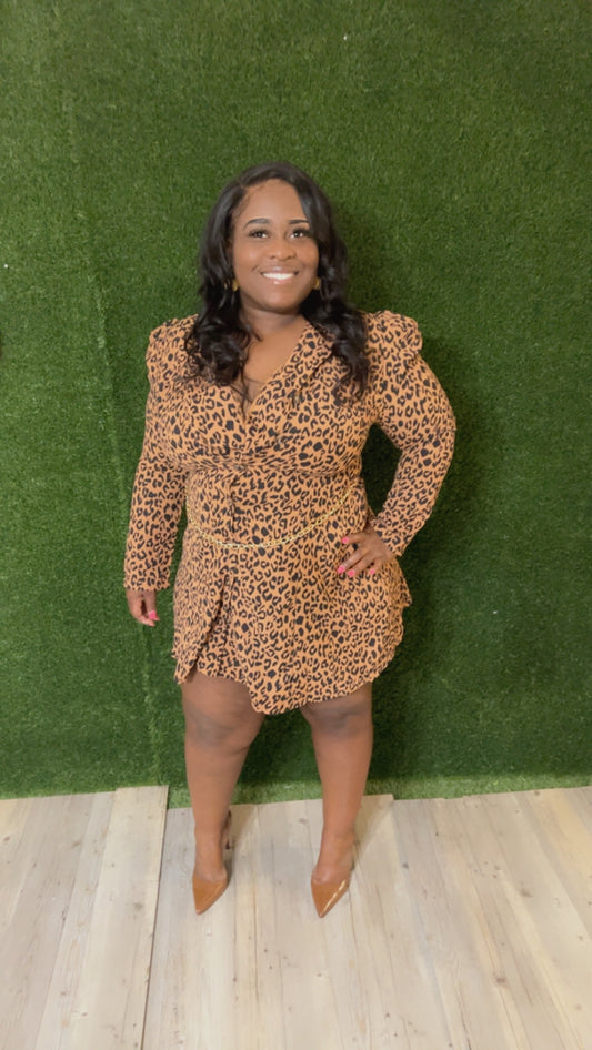 Plus Size Leopard Mini Dress