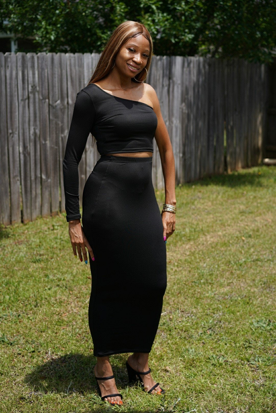 Black 2 Piece Pencil Skirt Set