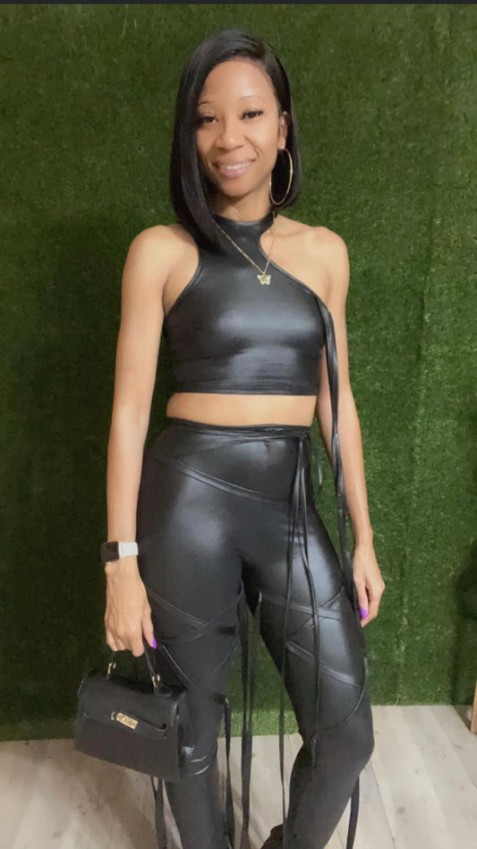 Bandage Bae Leather 2piece