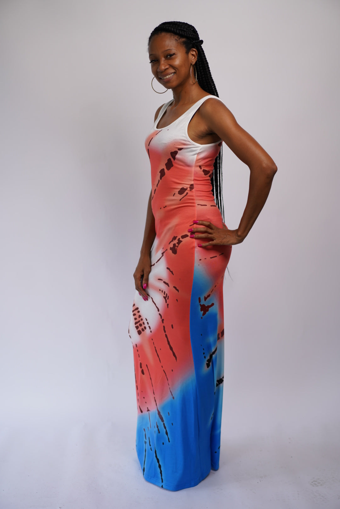 Tie Dye Sleeveless Maxi Dress