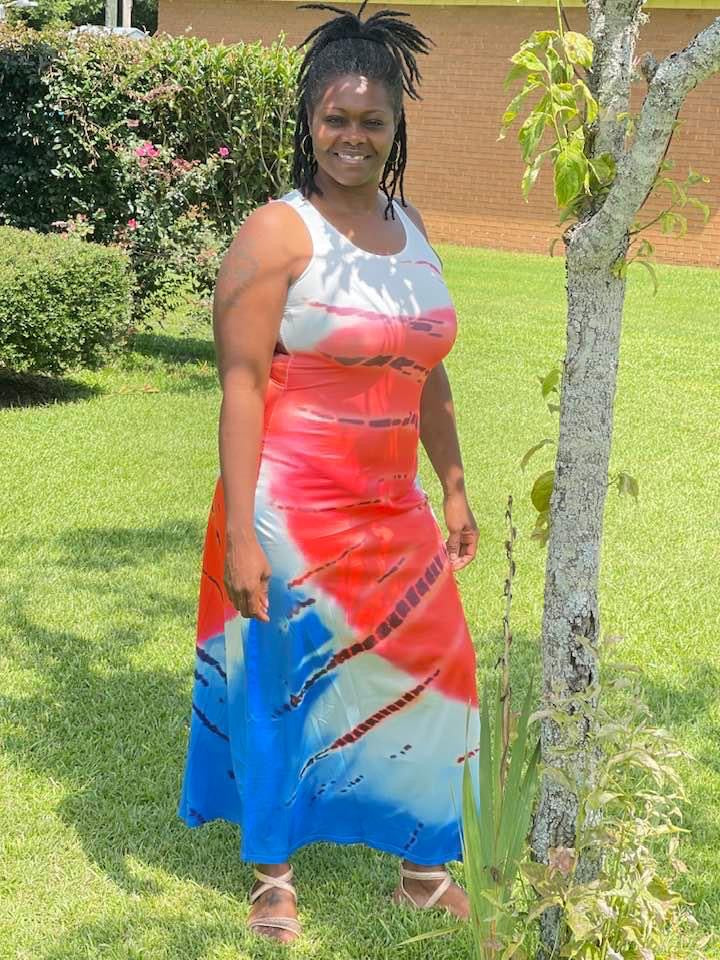 Tie Dye Sleeveless Maxi Dress