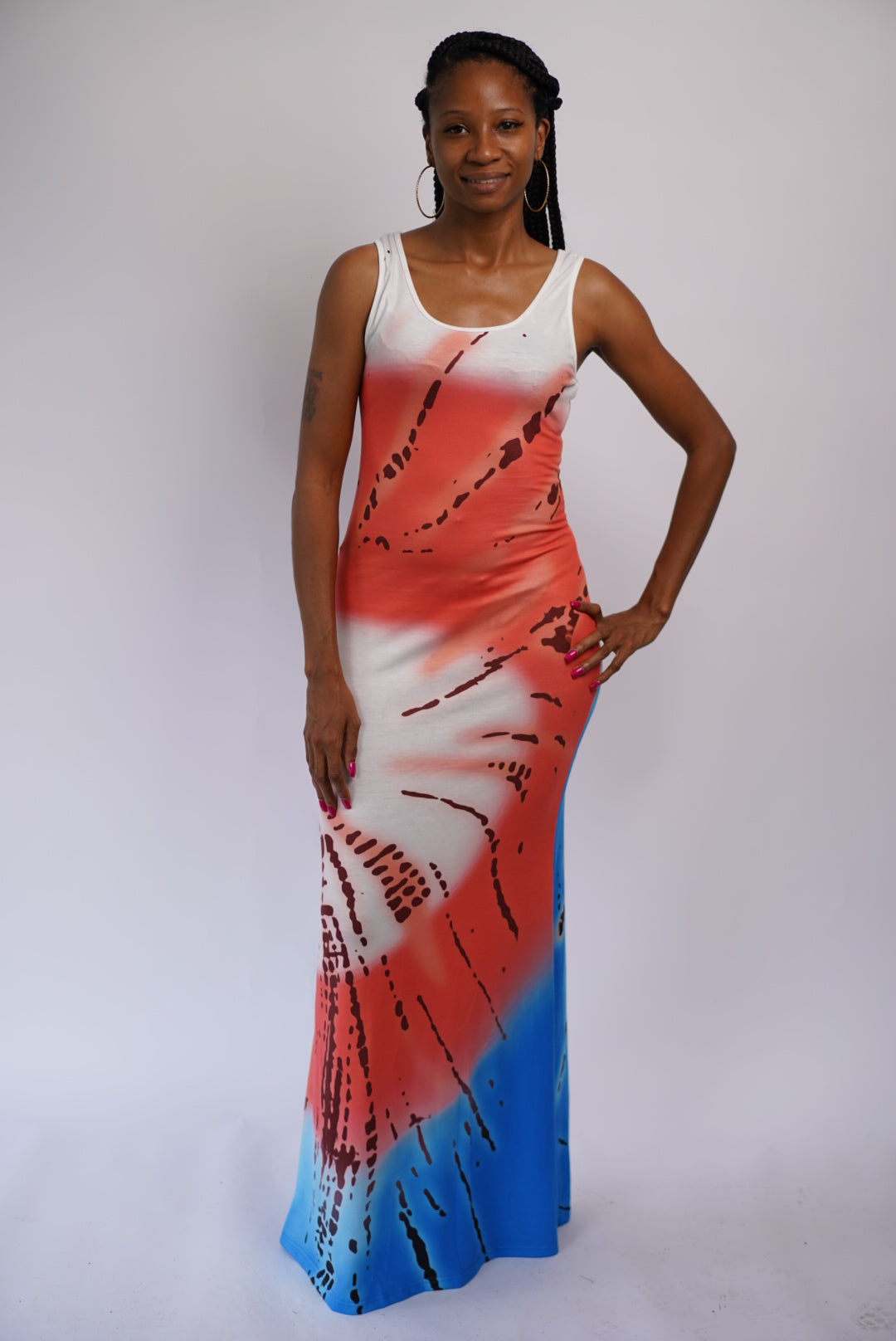 Tie Dye Sleeveless Maxi Dress