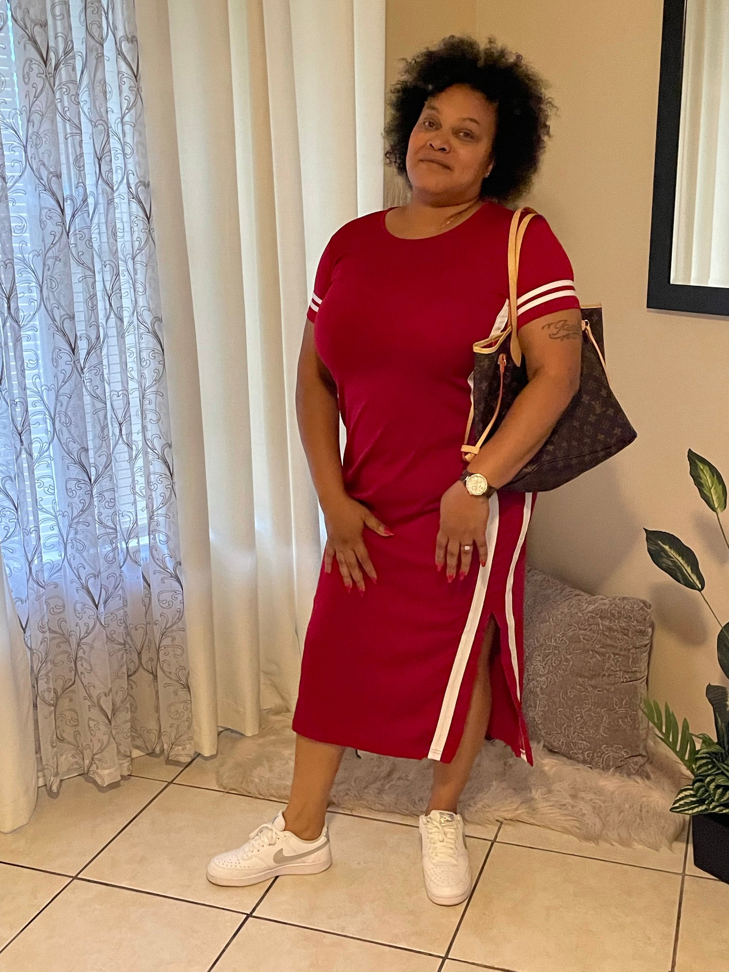 Plus Size Red Striped Maxi