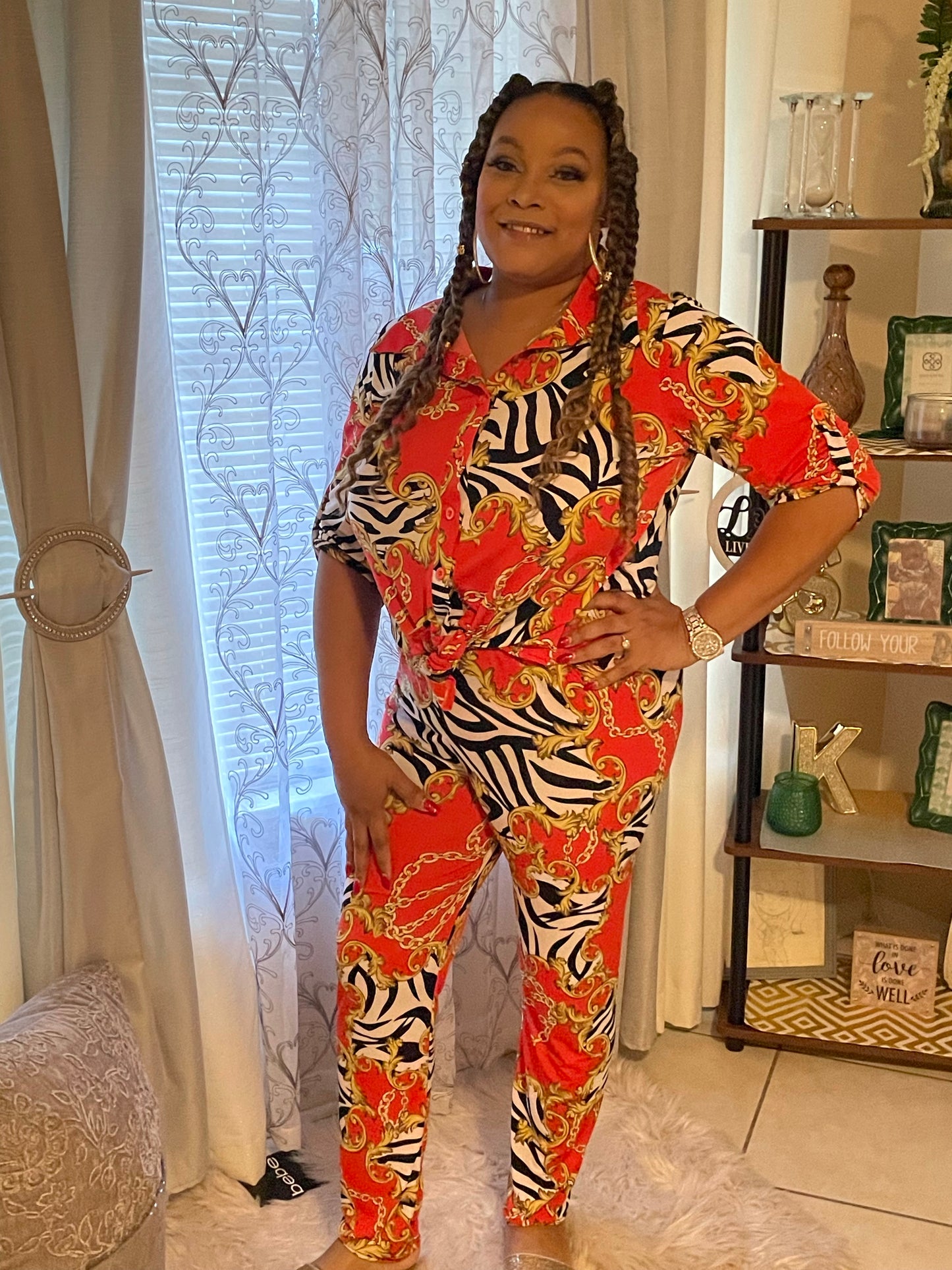 A Chain Reaction 2 Piece Pants Suit (Plus Size)