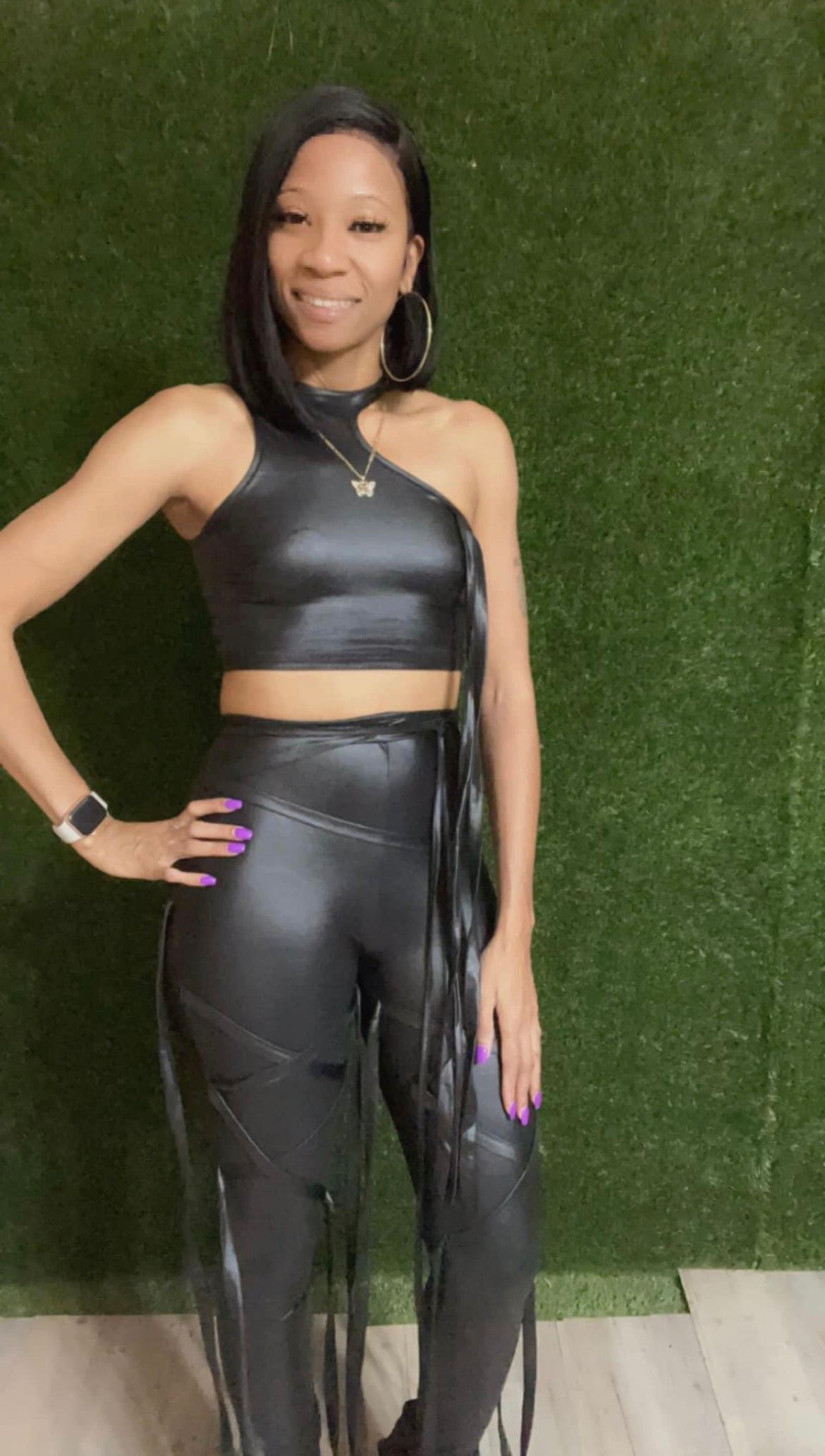 Bandage Bae Leather 2piece