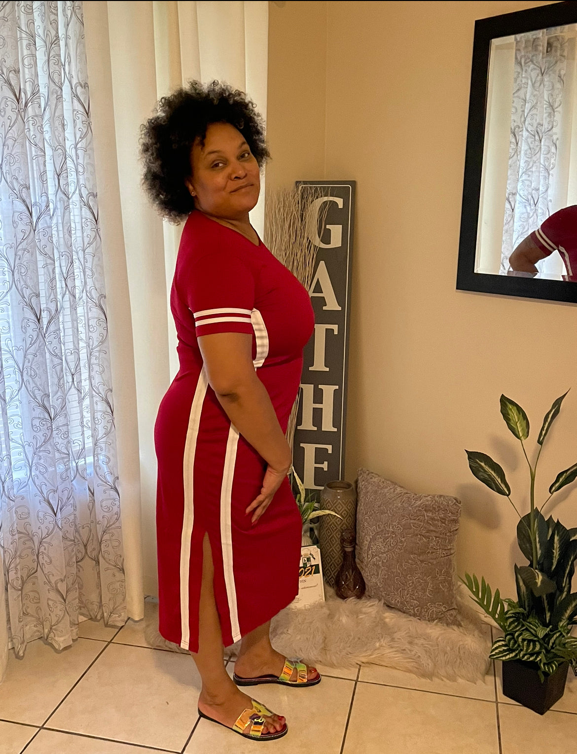 Plus Size Red Striped Maxi