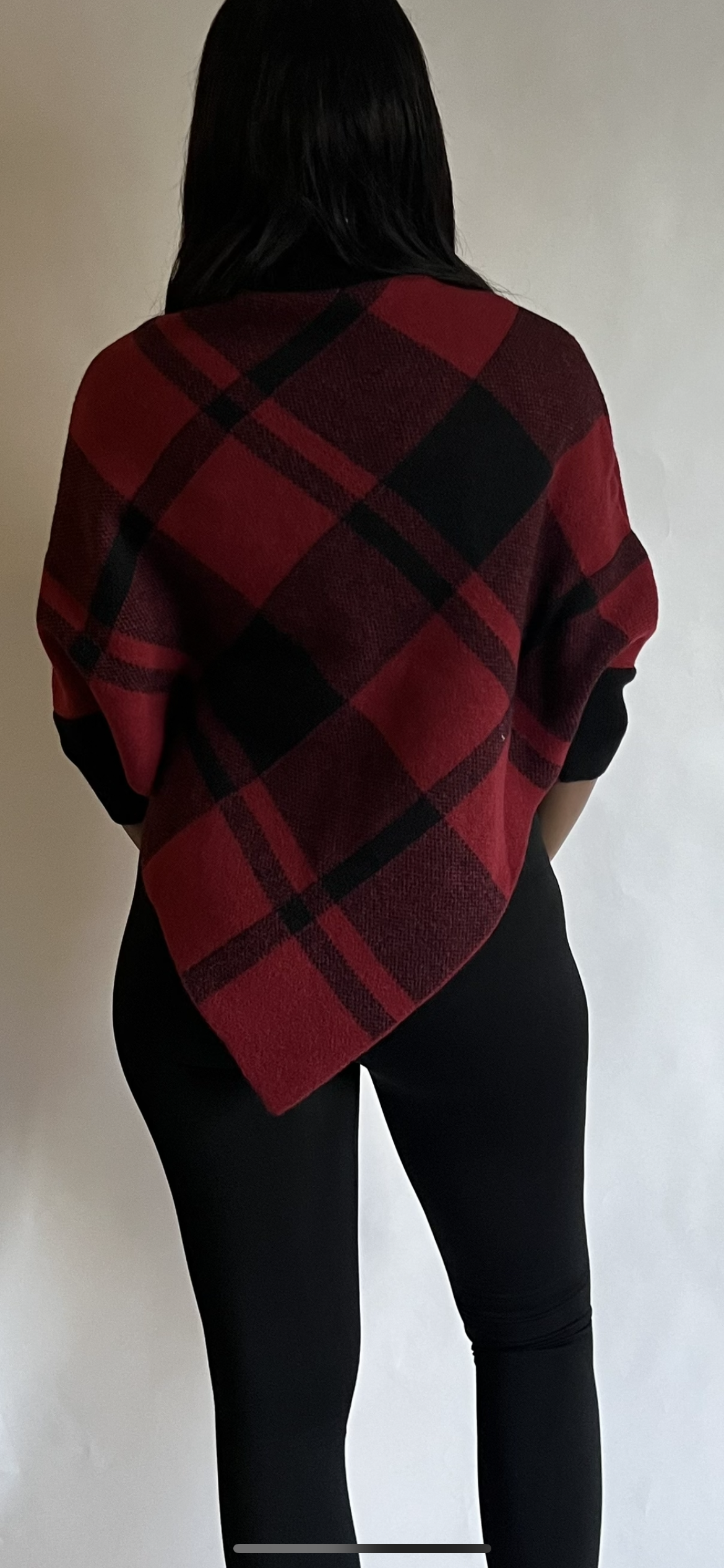 Red and Black Poncho Sweater