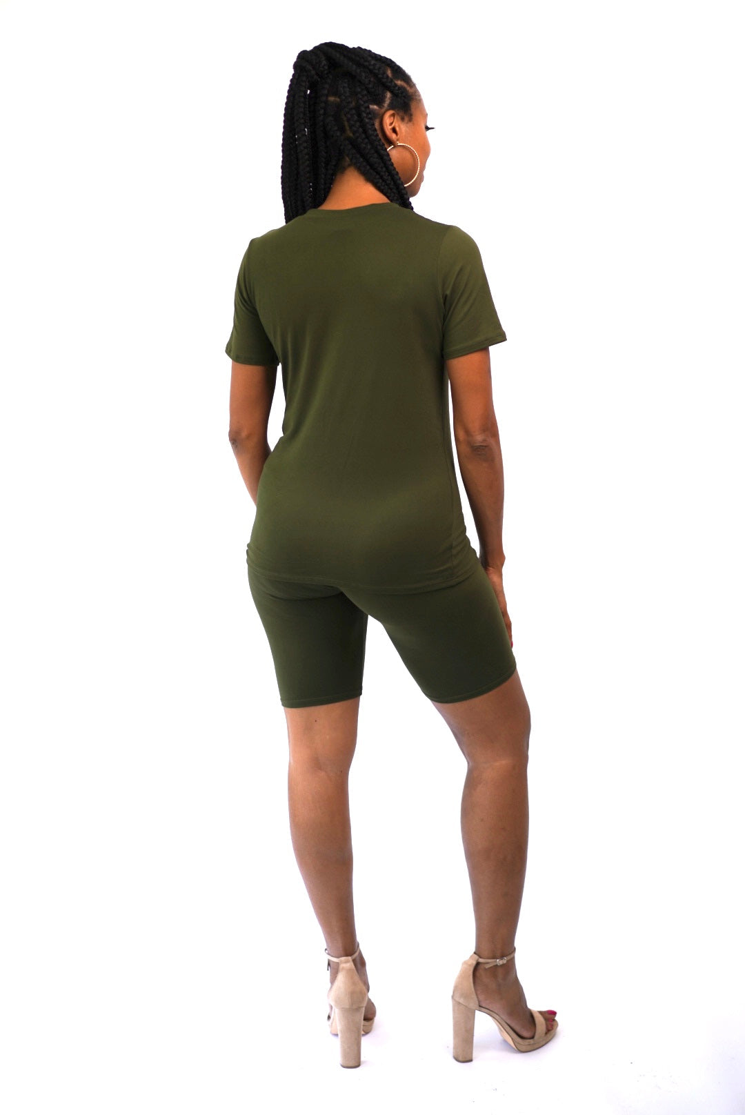 Olive Green Biker Short Set