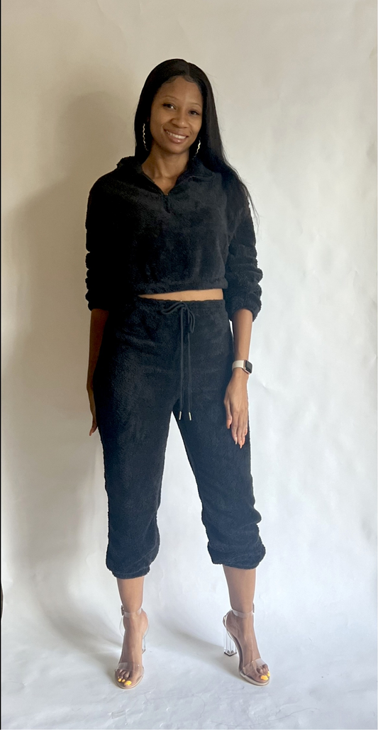 Warm and Cozy Joggers Set - Black