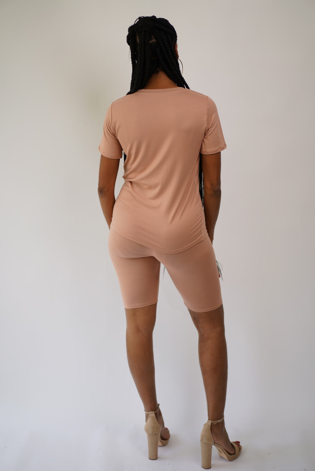 Taupe Biker Short Set