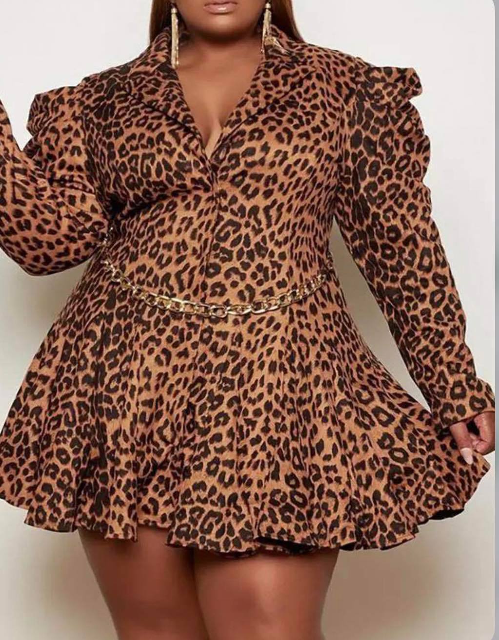 Plus Size Leopard Mini Dress